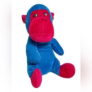 A & A Global Monkey Stuffed Animal Plush Pink Blue Velour Velvet 10inch 2015